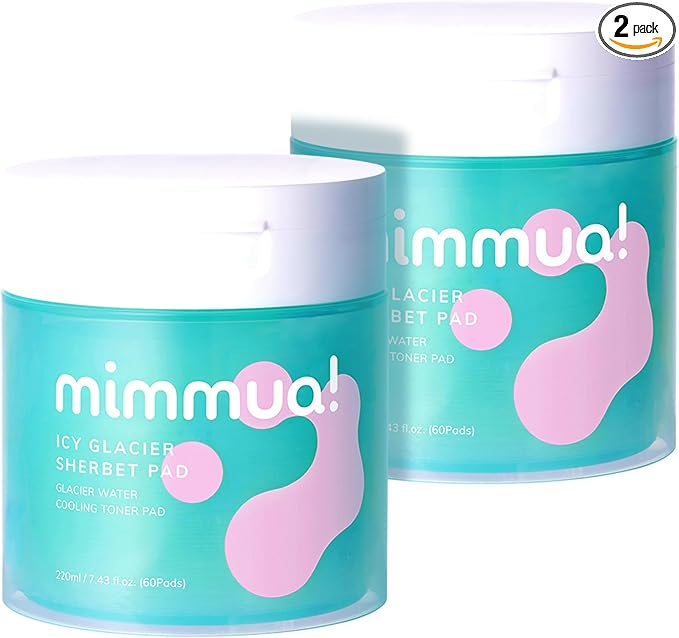 Ice Sorbet Toner Pads | Skin Prep Wipes for Puffiness, Under Eye Bags & Instant Face Lift | Gel Pads for Sunburn Relief & After Sun with 30% Glacier Water & Caffeine | Pack of 2 (120 Count)