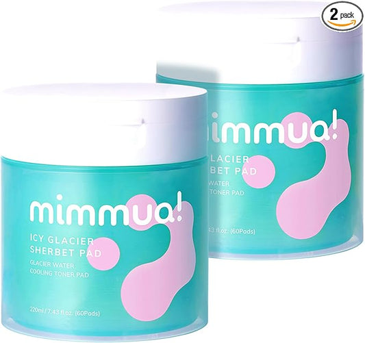 Ice Sorbet Toner Pads | Skin Prep Wipes for Puffiness, Under Eye Bags & Instant Face Lift | Gel Pads for Sunburn Relief & After Sun with 30% Glacier Water & Caffeine | Pack of 2 (120 Count)