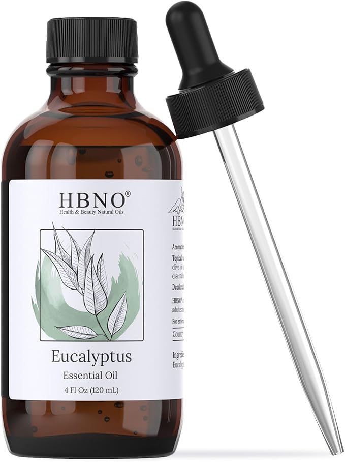 HBNO California Bottled Eucalyptus Essential Oil for Diffuser 4 fl oz (120ml) - Perfect Eucalyptus Oil Essential Oil for Aromatherapy & DIY