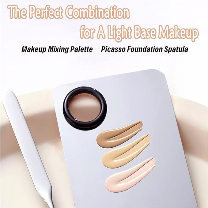 Korean Makeup Spatula, Picasso Makeup Spatula Korean, Foundation Spatula Korean, Professional Korean Spatula and Makeup Mixing Palette (Rectangle)
