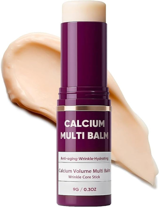Calcium Multi-Balm Stick - Korean Anti-Aging Formula for Face, Eyes & Neck - Hydrating, Firming Skin Treatment with Collagen & Vitamin D - Suitable for All Skin Types