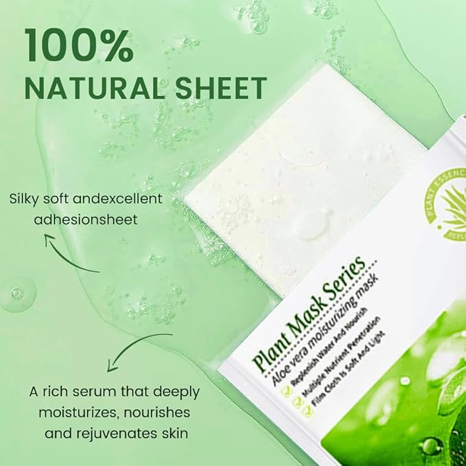 Kaely 12 Pack Aloe Vera Face Masks for Kids, Kids Face Mask Spa Day Kit Supplies, Spa Party Favors for Teens Girls Women, Sheet Facial Mask Skincare Gifts Set, Hydrating for All Skin Types, 06