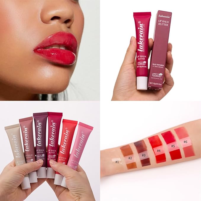 Summer Special Lip Butter Balm - Ultra-Hydrating, Nourishing Lip Care with Natural Ingredients, Shea Butter & Olive Oil, Soothes & Softens Dry Lips (#5 Cherry, 1)