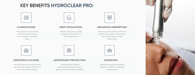 Zemits HydroClear Pro – Professional Hydrodermabrasion Solution for Spa Facial Machines – Gentle Purifying Formula for Smooth, Refreshed-Looking Skin (4 fl oz)