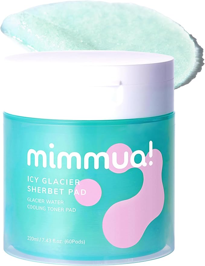 Ice Sorbet Toner Pads | Skin Prep Wipes for Puffiness, Under Eye Bags & Instant Face Lift | Gel Pads for Sunburn Relief & After Sun with 30% Glacier Water & Caffeine | 7.43 Fl Oz / 60 Count