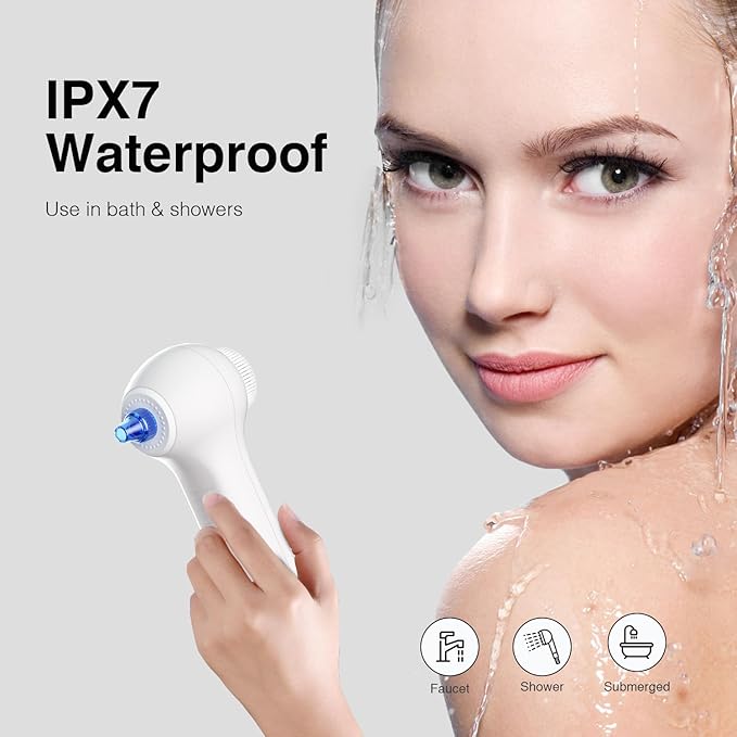 Face Scrubber Exfoliator with LCD Screen,Rechargeable Facial Cleansing Brush IPX7 Waterproof 3 in 1 Blackhead Remover Vacuum for Exfoliating,Massaging and Deep Pore Cleansing