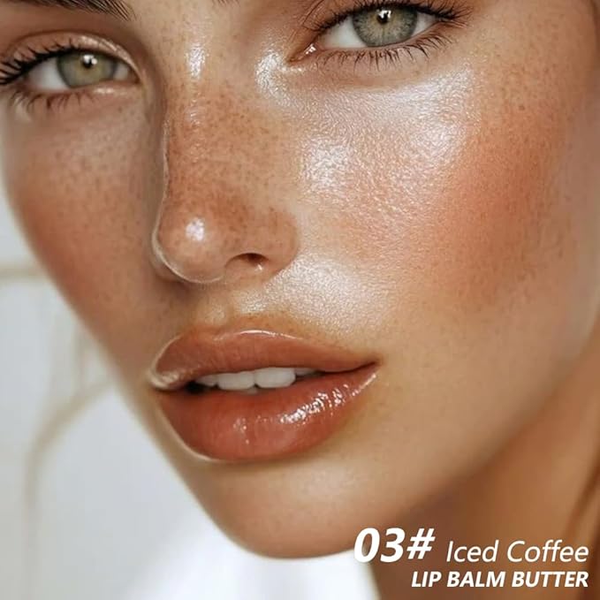 Summer Lip Butter Balm Lip Gloss, Ultra-Hydrating Natural Vegan Lip Balm, Sheer-Tinted Shine & Hydration, Soothes & Softens Dry Lips Skincare, Bálsamo labial hidratante #3 Iced Coffee