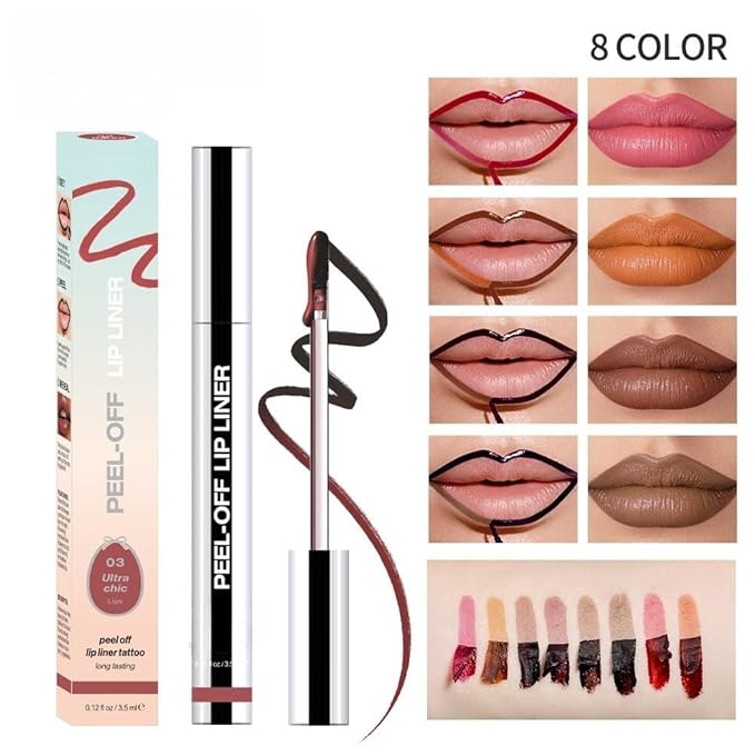 Longwear Peel-off Lip Stain Marker Peel Off with Vitamin E - Smudge-Resistant Lip Liner & Base for All Skin Types (06#)