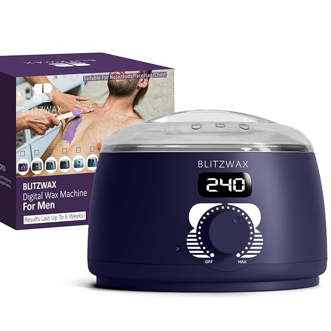 BLITZWAX Single Waxing Pot, Hard Wax Warmer for Face, Legs, Bikini, Brazilian and Body, for 16 oz, At Home Hair Removal Kit, for Men, Beginner Friendly, Quick Heating, Precise Temperature Control
