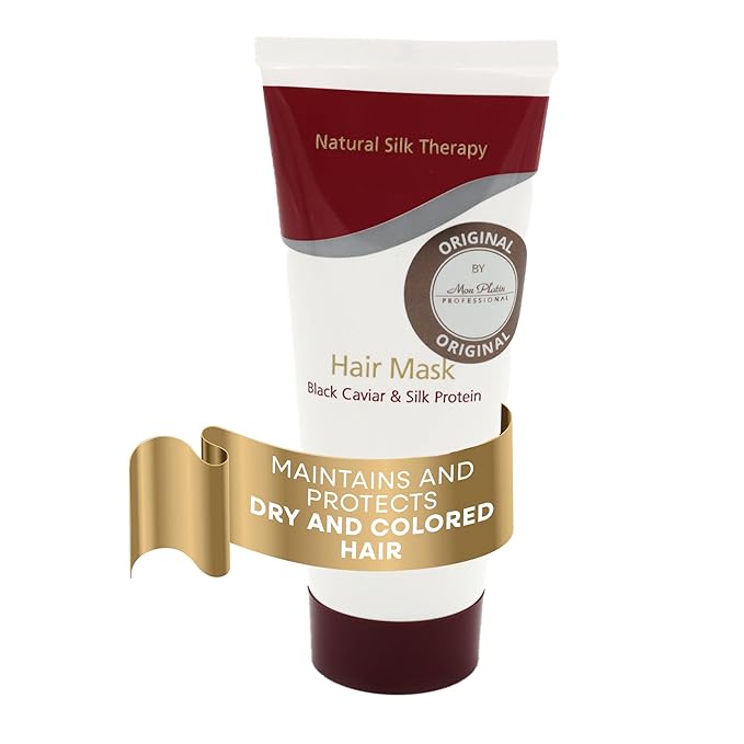 Mon Platin Professional Hair Mask, Black Caviar & Natural Silk Therapy, Deep Conditioning Hair Mask for Dry, Colored Hair, 100ML