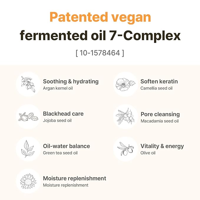 COSNORI 7-Complex Micro Active Cleansing Oil – Korean Vegan Facial Cleansing Oil, Fresh and Light Finish – Gentle Makeup Remover for Face, Hypoallergic, Fermented 7-Oil Complexes, 6.7 fl.oz.