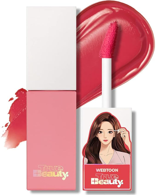 AMTS Webtoon True Beauty - 01 Some Love | Pink Lip Tint Stain | High Pigment Liquid Waterful Shine Non-Sticky Long-Wearing Long-Lasting | True Beauty Cute Pink Makeup