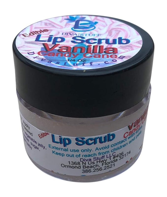 Diva Stuff Ultra Hydrating Lip Scrub for Soft Lips, Gentle Exfoliation, Moisturizer & Conditioner, Vanilla Candy Cane – ¼ oz (Made in the USA)