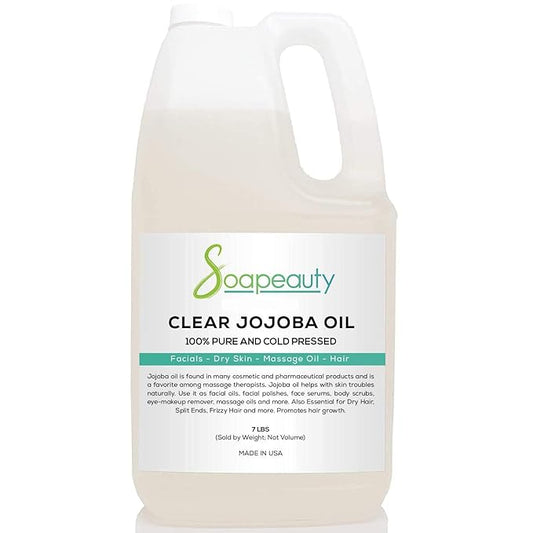Soapeauty Clear Jojoba Oil | 100% Pure & Natural | Refined, Cold Pressed, Hexane Free | Moisturizing Oil for Skin, Face, Hair & Nails | 7 Pound