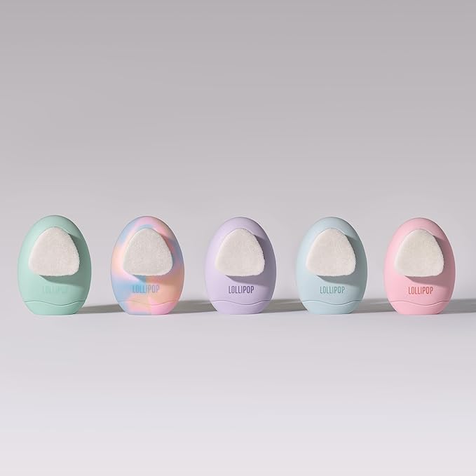 LOLLIPOP Dual-Sided Facial Cleansing Brush | Palm Size Silicone Face Exfoliator and Soft Fiber Cleanser | Manual Face Scrubber for Pores, Makeup Removal, Blackhead and Skincare Routine, Bubblegum