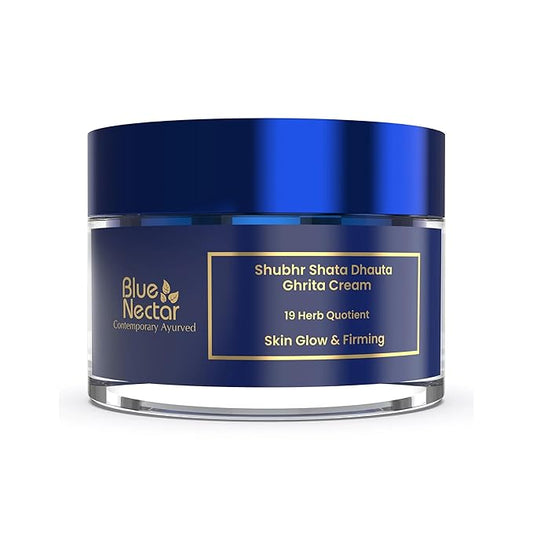 Blue Nectar Shata Dhauta Ghrita Face Cream for Women | 100 Times Washed Ghee Face Moisturizer for Women | Truly Natural Face Cream for Skin Firming (19 Herbs, 1.76 Oz)