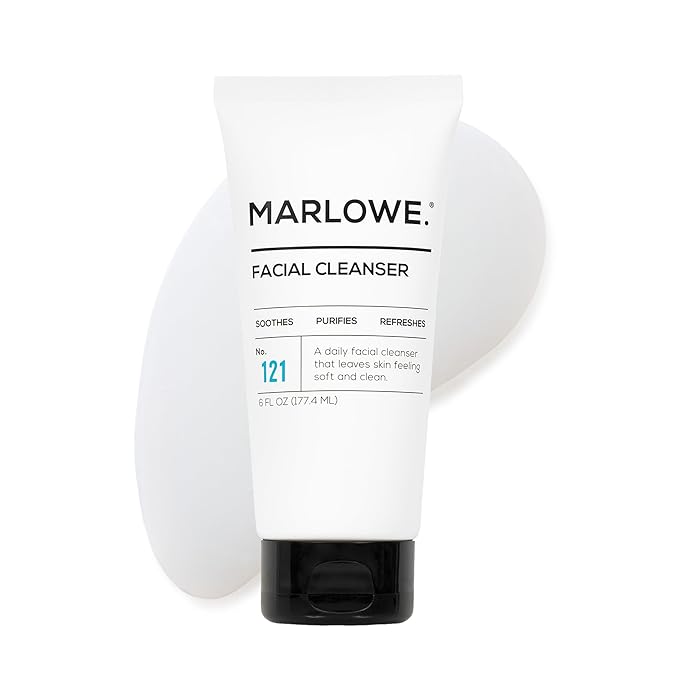 MARLOWE. No. 121 Facial Cleanser 6 oz, Daily Mens Face Wash with Natural Extracts & Antioxidants, Soothes, Purifies, Refreshes, Thick Lather, Fresh Woodsy Scent
