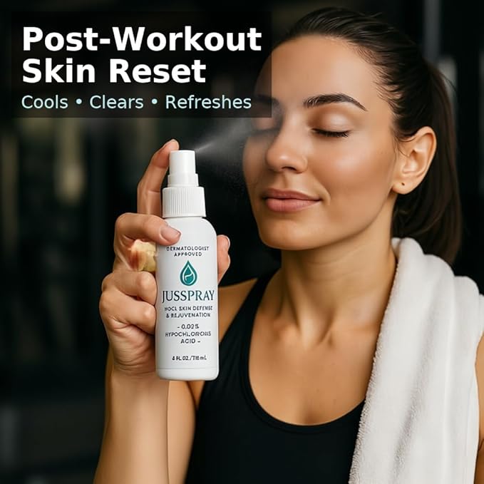 JusSpray™ Hypochlorous Acid (HOCl) Spray – Doctor Approved Skin Defense Mist 4 oz – Face & Body Toner for Sensitive, Acne & Eczema-Prone Skin, Redness Relief & Piercing Aftercare