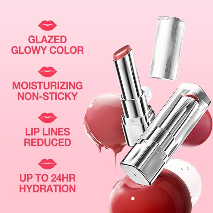 2Pcs Tinted Lip Balm Moisturizing Lipstick – Deep Rose Colored Bean paste & Soft Pale Pink Sheer Hydrating Lip Color for Dry Lips – Nourishing Lip Balm for All Women with a Subtle Natural Scent