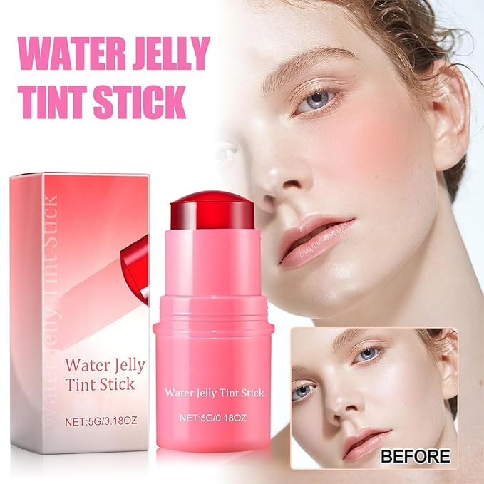 Milk Cooling Water Jelly Tint Blush Stick Face Makeup, Sheer Lip & Cheek Stain, Buildable Watercolor Finish,Vegan, Cruelty Free - 0.18 fl oz (POPPY PINK)