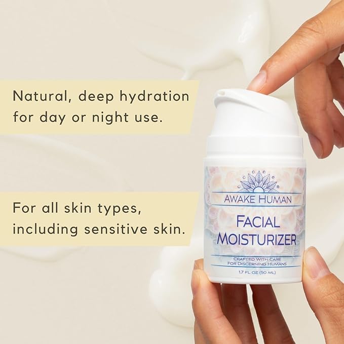 Natural Face Moisturizer for Dry Sensitive Skin - Organic Natural Face Cream - Facial Aloe & Green Tea Moisturizer Cruelty Free - Vegan Face Moisturizer for Women, Acne-Safe, Anti-Aging, No Fragrance