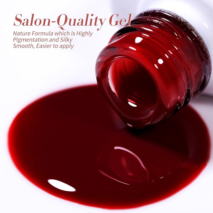 Born Pretty Jelly Burgundy Gel Nail Polish Blood Wine Red Nude Pink Gel Polish Sheer Transparent Halloween Gel Polish Kit Wild Rose for Salon Manicure and Nail Art DIY at Home 6Colors