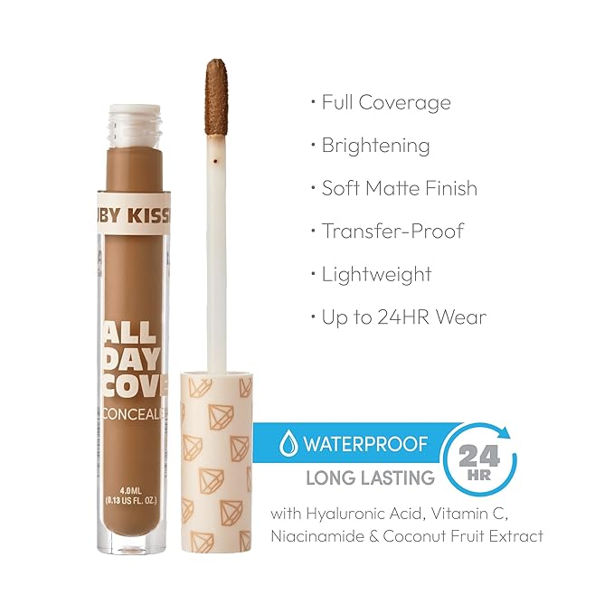 Ruby Kisses All Day Concealer Lightweight Full Coverage Multi-Use Concealer 0.13 Fl Oz (Deep Honey)