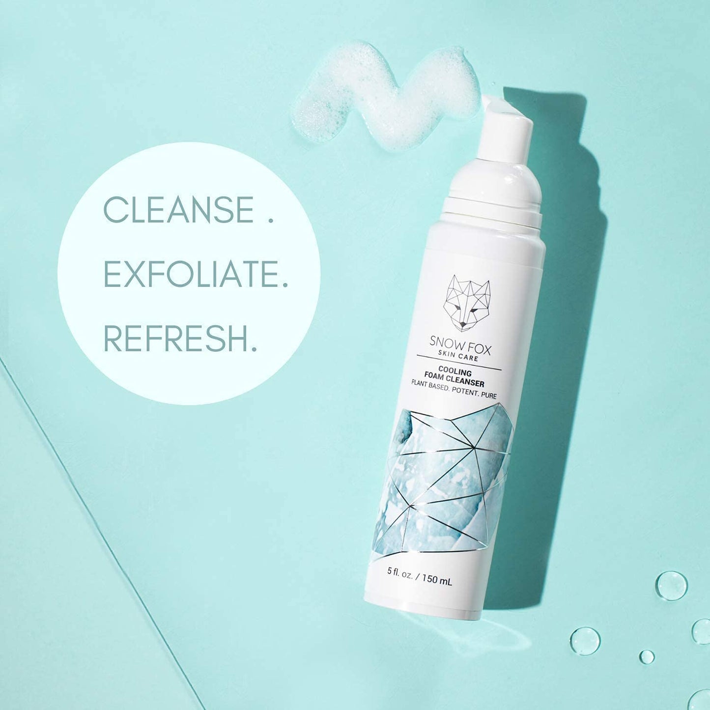 Snow Fox Cooling Foam Cleanser with Organic Aloe Vera Juice, 150 ml