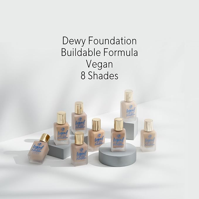 W7 Legend Foundation - Creamy Liquid Foundation for Poreless, Semi-Matte Medium Coverage - 28ml (Warm Honey)
