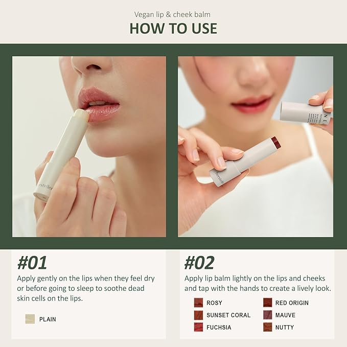 hersteller Nearby Recharging Lip Balm Vegan Butter Complex Intensive Moisturizing Treatment for Dry Lips and Cheek Natural Healthy Colors Red Origin