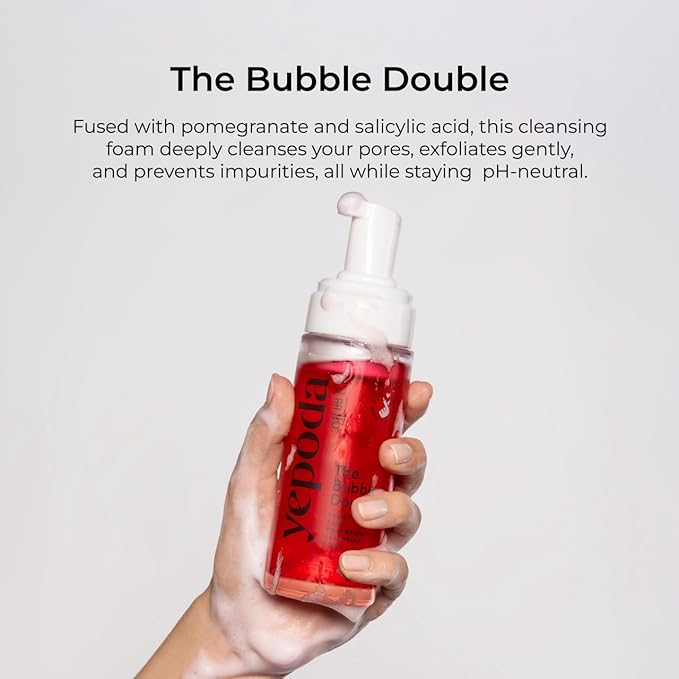 The Bubble Double, Gently Exfoliating Cleansing Foam, Deeply Cleanses Pores & Prevents Impurities, Vegan Korean Face Cleanser for All Skin Types, 4.22 FL. OZ. (120 ml)