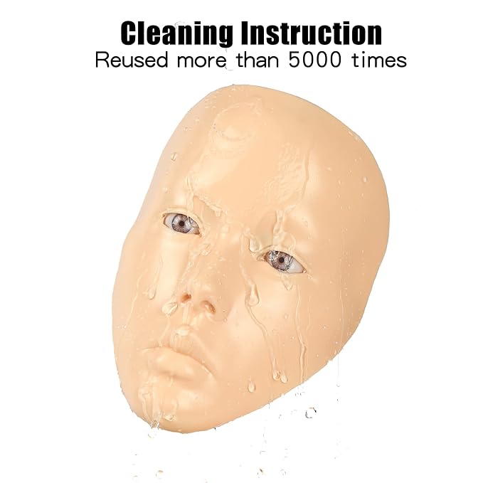 Makeup Practice Mannequin Face, 5d Reusable Silicone Makeup Practice Board Full Face with Makeup Brushes Sponge Set and Eyeshadow Board Makeup Kit for Makeup Artist, Girl's Gift Or Professionals