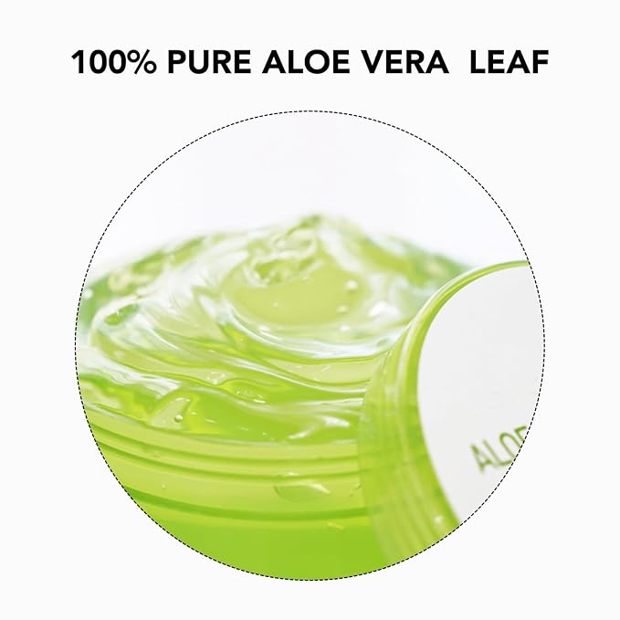 Aloe Vera Gel for Face, Skin, Hair & Sunburn Relief, Made with 100% Pure Aloe Gel for All Skin Types. Made in Korea. 300ml (10.1fl.oz) (2)