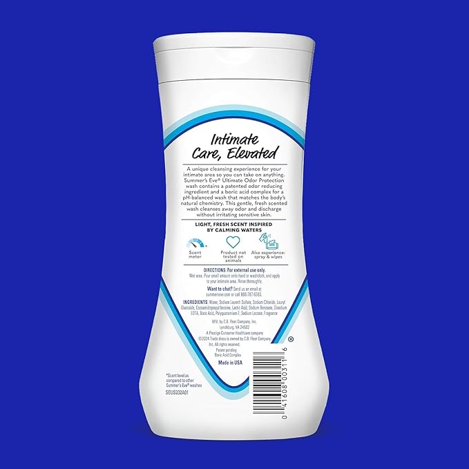 Summer's Eve, Whole Body Deodorant for Women, Ultimate Odor Control, Aluminum Free Deodorant, 3 Fl Oz + Feminine Body Wash with Boric Acid, Removes Odor, pH Balance, 15 Fl Oz