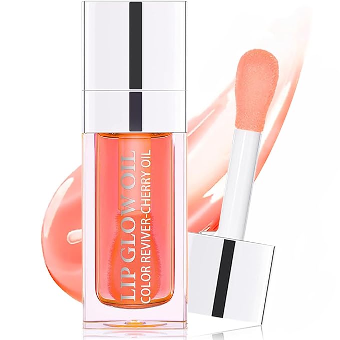 Plumping Lip Oil, Moisturizing Lip Glow Oil, Long Lasting Nourishing Lip Gloss Lip Balm, Non-sticky Transparent Toot Lip Oil Tinted for Lip Care and Dry Lip - Pink