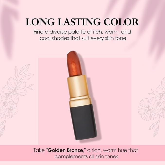 Vera Moore Creme Lipstick, Long Lasting, Lightweight, Moisturizing Opaque Color with Staying Power, Fragrance, and Paraben Free Cosmetics Soft Lipstick (Golden Bronze)