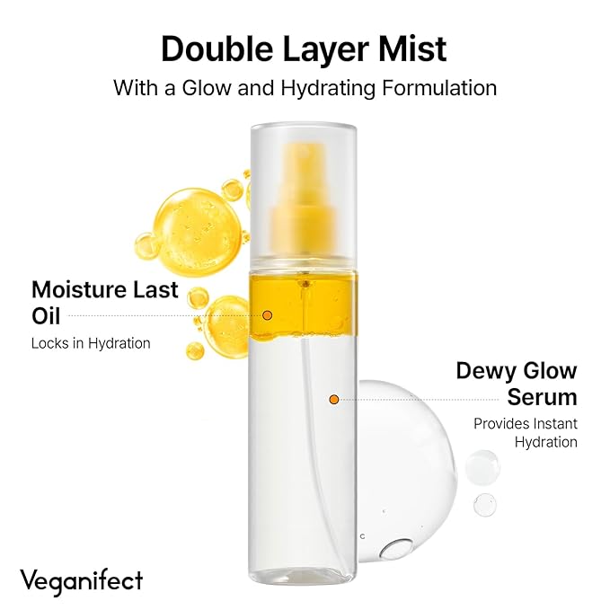 Vitamin C Mist with Niacinamide & Glutathione, Glow Mist for Dewy Skin, Makeup Setting Spray for face, Korean Skin Care, Vegan, 3.38 Fl Oz