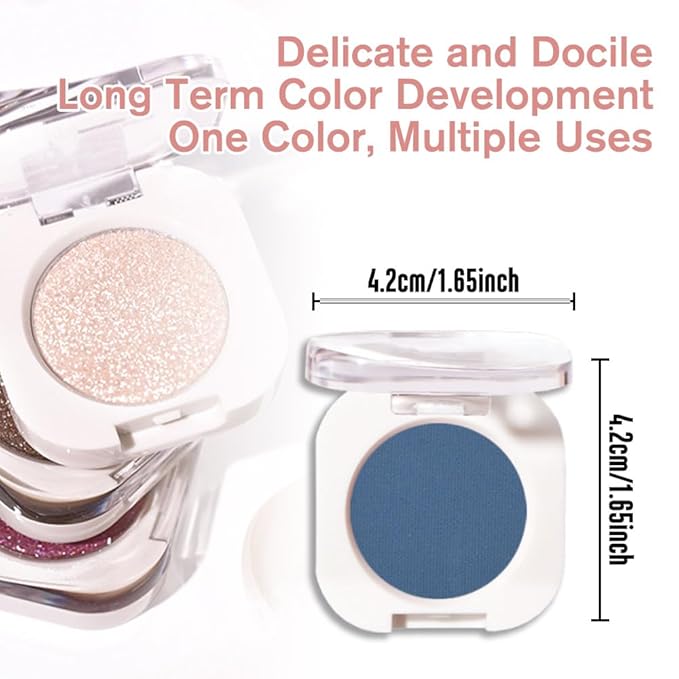 Dark Blue Single Matte Eyeshadow Makeup, Neutral Powde Eye Shadow for Women, Dark Blue Matte Singles Eyeshadow Palette Pigmented Waterproof, sombras para ojos, Girls Monochrome Eyeshadows Gift