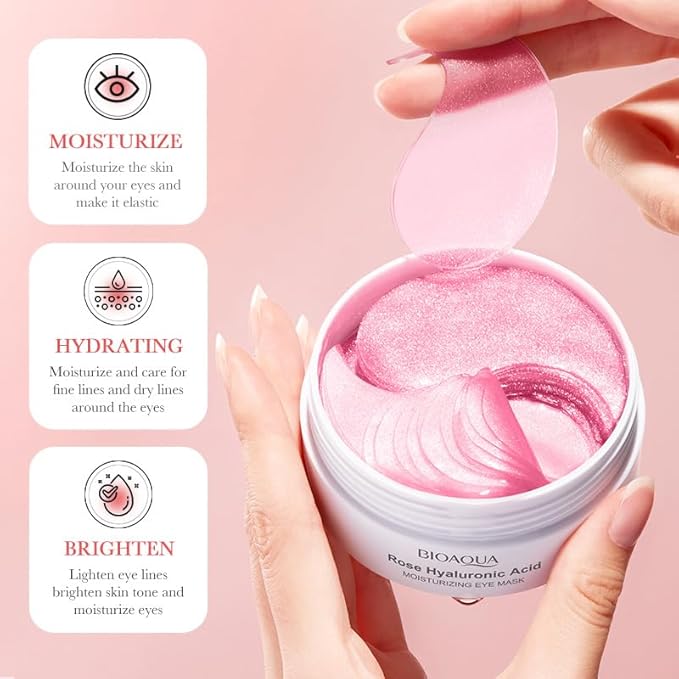 60PCS/30pairs Rose Hyaluronic Acid Moist Eye Mask Nourishing Eye Mask Hydrating Moisturizing Nourishing Eye Zone Eye Mask 80g