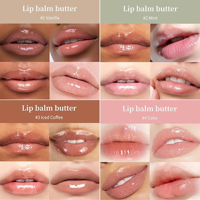 Lip Balm, Lip Butter Balm for Hydration Shine, Mini Neutrals Lip Butter Balm Set Lip Care Prouct, Moisturizing Tinted Lip Balm Gloss Hydrating Lip Oil for Women (3PCS)