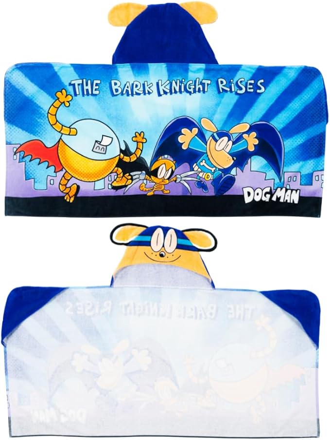 Dog Man Supa Comic Kids Super Soft Bath/Pool/Beach Soft Cotton Terry Hooded Towel Wrap, 24 in x 50 in, (Officially Licensed Product) by Franco