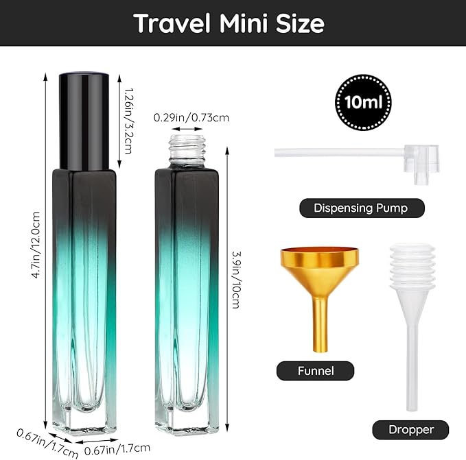 Segbeauty 0.34oz Refillable Perfume Bottle Travel, 5 Pack Glass Spray Bottles for Perfume, 10ml Empty Mini Fine Mist Cologne Travel Bottle, Portable Cologne Sprayer Atomizer with Refill Tool Kit