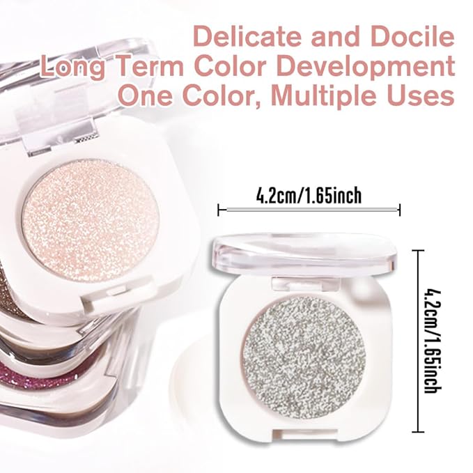 Slive Single Glitter Eyeshadow Makeup, Neutral Powde Eye Shadow for Women, Slive Shimmer Singles Eyeshadow Palette Pigmented Waterproof, sombras para ojos, Girls Monochrome Eyeshadows Gift 12