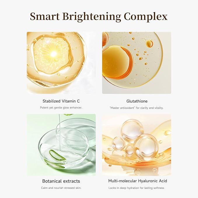 Vitamin C Brightening Serum for Face, Antioxidant Hydrating Ampoules with Glutathione, Niacinamide & Hyaluronic Acid, Daily Skincare for Uneven Tone, Dark Spots & Sensitive Dry Skin, 1.2ml x 30