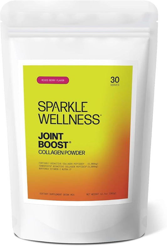 Sparkle Wellness FORTIGEL & TENDOFORTE Collagen Peptides | Collagen Powder with Calcium Ascorbate Vitamin C to Support Joint Mobility, Tendon & Ligament Health | Joint Boost (Mixed Berry) [30-Serves]