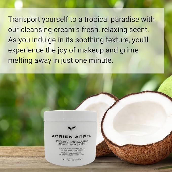 Coconut Cleansing Crème, Facial Cleanser & Makeup Remover, Balm Hydrates & Softens Sensitive, Dry & Mature Skin, 4 oz