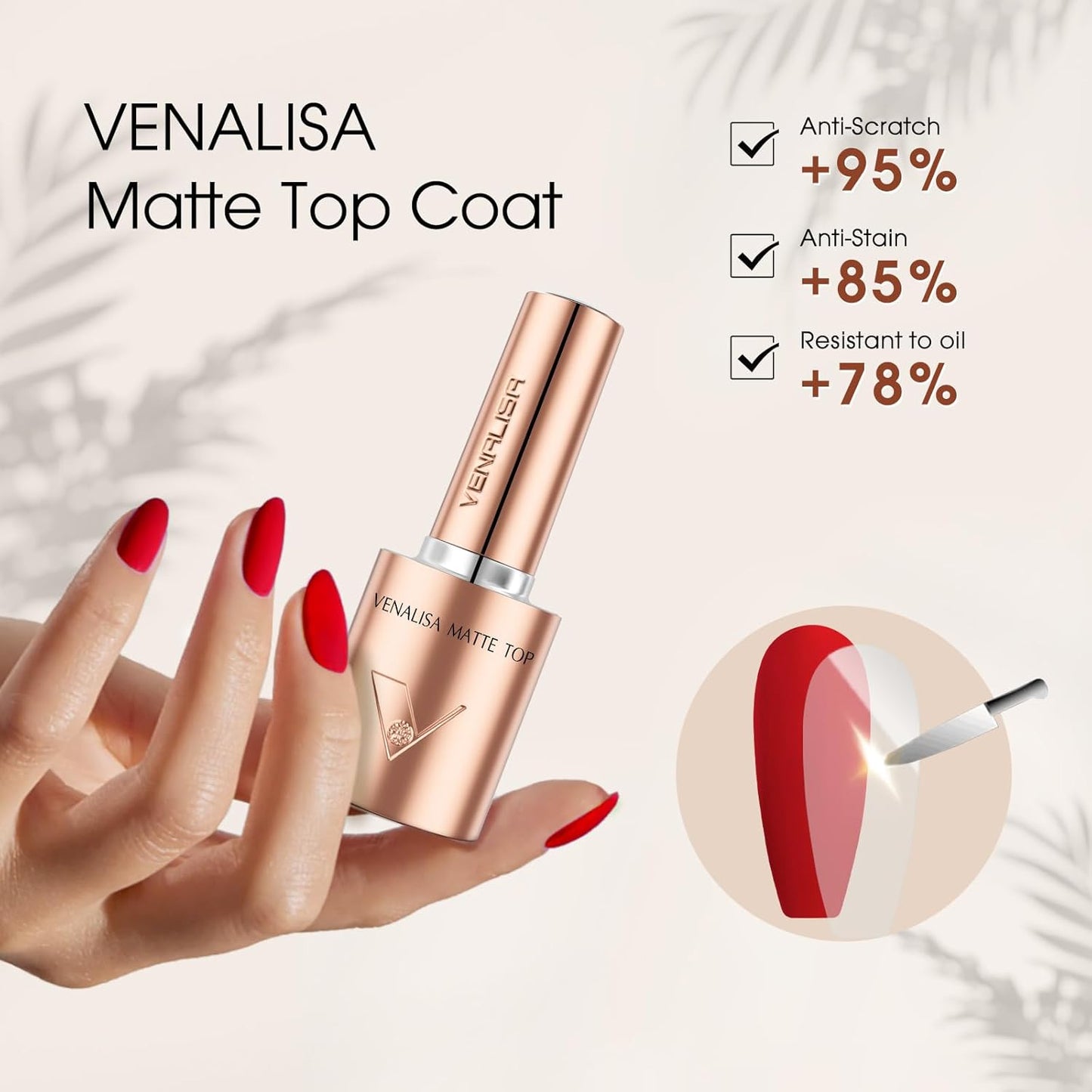 VENALISA 2 Pcs No Wipe Matte Gel Top Coat and Base Coat Set- Matte Top Coat Gel Nail Polish Kit, Soak Off Nail Art Home and Professional Manicure