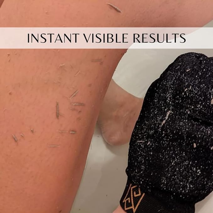 Exfoliating Glove Kessa Mitt Body Scrubber - Dead Skin Remover Shower Glove for Dead Skin Scrubbing and Deep Pore Cleansing - by MoroccanSource (3 Piece spa Set)