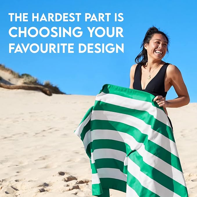 Dock & Bay Customized Beach Towel - Quick Dry, Sand Free - Compact, Lightweight - 100% Recycled - Includes Bag - Cabana - Cancun Green - Large