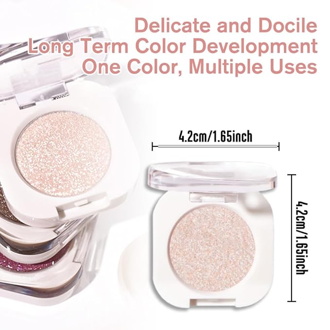 Pear White Shimmer Single Eyeshadow Makeup, Neutral Powde Eye Shadow for Women, Sparkly Pearl Glitter Singles Eyeshadow Palette Pigmented Waterproof, sombras para ojos, Girls Eyeshadows Gift 23